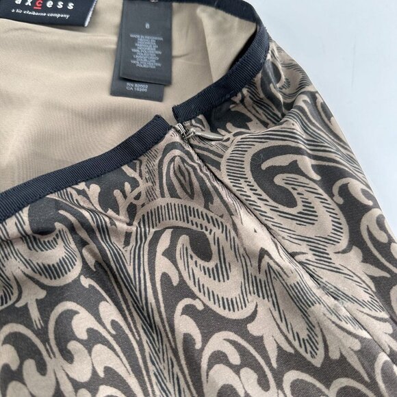 Axcess By Liz Claiborne Brown Black Pleated A-Line Skirt 8 Boho Ombre Pleated - Picture 8 of 12